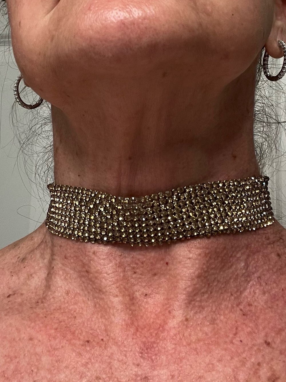 Noir (Vintage) Wide collar/choker featuring multi-row sparkling crystal - 11”